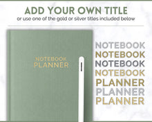 Load image into Gallery viewer, 35 Digital Planner Notebook Covers | Digital Journal Covers for GoodNotes &amp; iPad | Linen Texture Green
