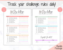 Load image into Gallery viewer, 30 Day Habit Tracker Printable | EDITABLE 30 Day Self Care Fitness Challenge | Pastel Rainbow
