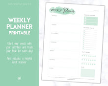 Load image into Gallery viewer, Planner Bundle Printable Bundle | Daily, Weekly, Monthly Productivity Planner Inserts | Green
