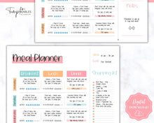 Load image into Gallery viewer, Colorful Meal Planner | Weekly Food Diary, Meal Tracker Printable, Daily Food Journal &amp; Shopping List | Colorful Sky
