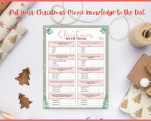 Load image into Gallery viewer, Christmas MOVIE TRIVIA Game | Holiday Xmas Party Game Printables for the Family | Green
