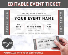 Load image into Gallery viewer, EDITABLE Event Ticket Gift Template | DIY Templates for Concerts, Theatre Shows, Surprise Gifts &amp; Special Occassions | Mono
