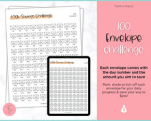 Load image into Gallery viewer, 20k 100 Envelope Challenge Printable, 20000 Savings Tracker, 100 Day Challenge, Cash Envelopes, Money Saving, Save, Budget Envelope, Finance, 20000 | Colorful Sky
