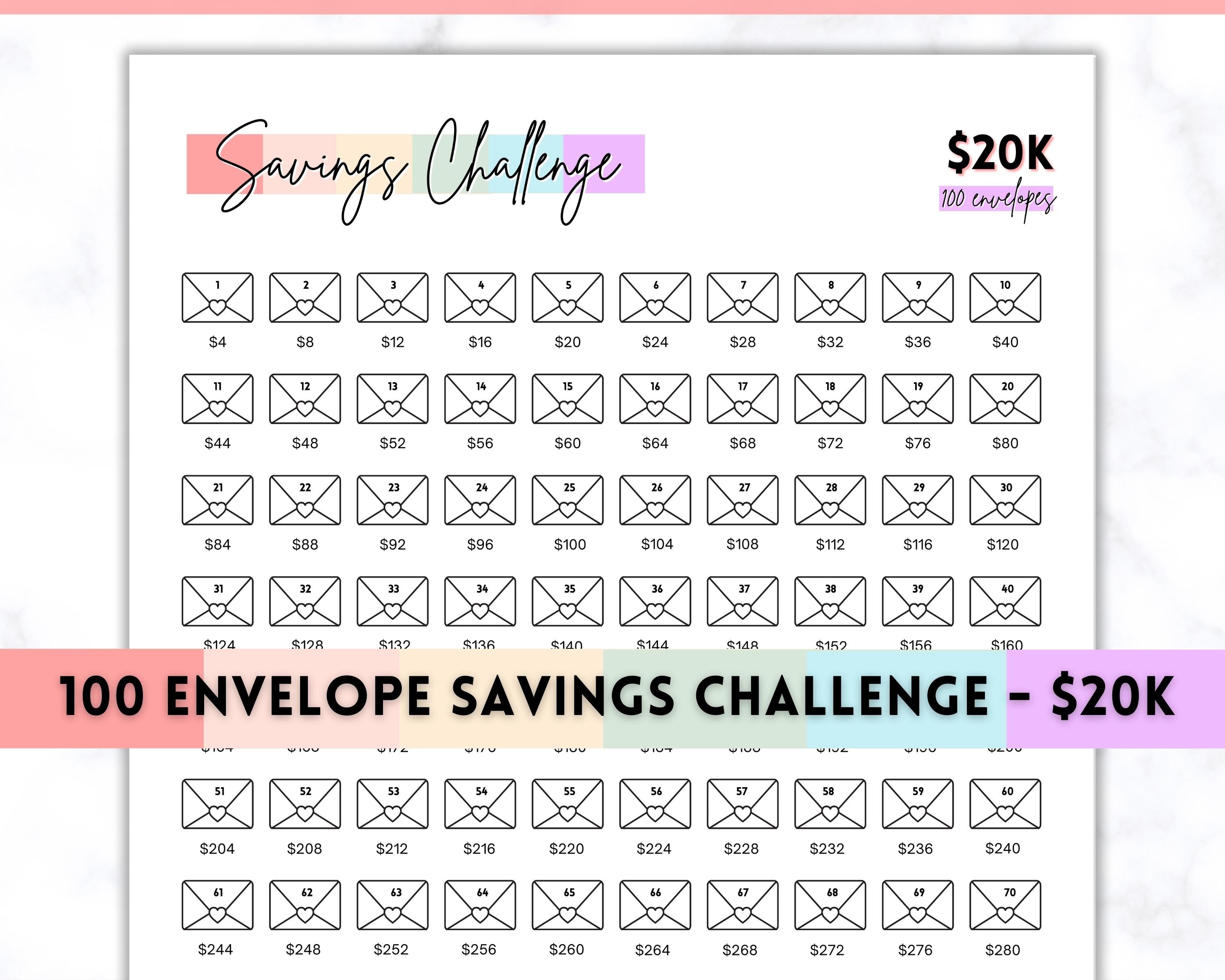 100 Envelope Challenge 20k Free Printable