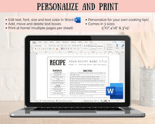 Load image into Gallery viewer, EDITABLE Recipe Card Template | Printable 4x6 Recipe Sheet Insert | Style 9
