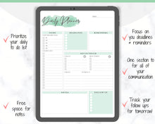 Load image into Gallery viewer, DAILY PLANNER Printable | To Do List Printable | Productivity Day Planner | Work Day Diary Insert Template &amp; Organizer | Green
