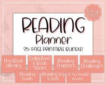 Load image into Gallery viewer, READING Journal Printable Book Tracker | Reading Challenge, Book Review &amp; Journal Template, Bookshelf Insert | Sky Mono
