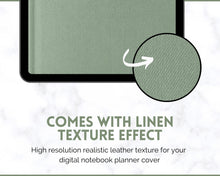 Load image into Gallery viewer, 35 Digital Planner Notebook Covers | Digital Journal Covers for GoodNotes &amp; iPad | Linen Texture Green
