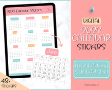Load image into Gallery viewer, 2023 Digital Calendar Stickers for iPad | GoodNotes &amp; Notability Sticky Notes, Mini Calendar Digital Planner Stickers, Transparent PNGs | Colorful Sky
