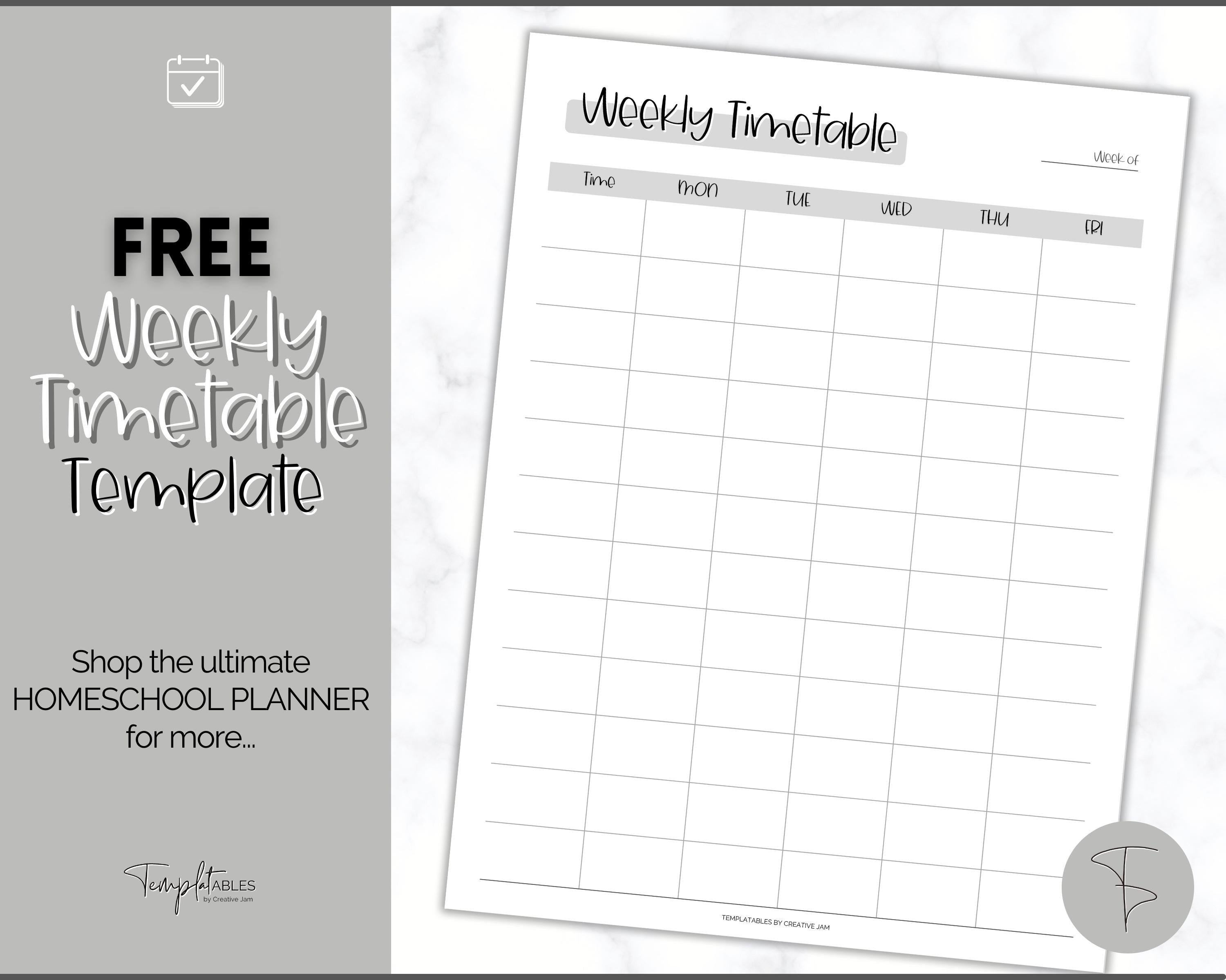 FREE Weekly Timetable Printable, To Do List - Mono