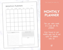 Load image into Gallery viewer, Planner Bundle Printable Bundle | Daily, Weekly, Monthly Productivity Planner Inserts | Mono
