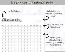 Load image into Gallery viewer, Attendance Tracker Sheet | Printable Attendance Record Log for Students | Mono
