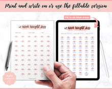 Load image into Gallery viewer, 52 Week Weight Loss Tracker &amp; Monthly Challenge | Weight Loss Chart, Pounds Lost Fitness Tracker | Pink Swash
