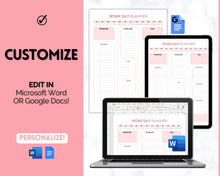 Load image into Gallery viewer, Work Planner &amp; Work Day Organizer | Editable Daily Planner, Work From Home To Do List Printable &amp; Digital Schedule | Pink
