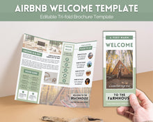 Load image into Gallery viewer, Airbnb Trifold Welcome Book Template | Editable Canva Welcome Guide for Vacation Rentals | Green
