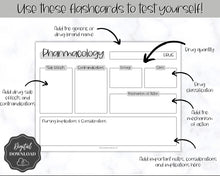 Load image into Gallery viewer, Drug Card Template, Nursing Pharmacology Printable Notes, Nursing School Student Study Guide | Mono

