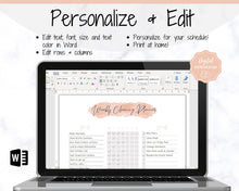 Load image into Gallery viewer, EDITABLE Cleaning Planner, Cleaning Checklist &amp; Cleaning Schedule | Weekly House Chores, Clean Home Routine, Monthly Cleaning List | Nude

