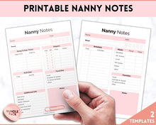 Load image into Gallery viewer, Nanny Schedule, Notes &amp; Report Template for Baby | Babysitter Info Hiring Guide, Nanny Checklist &amp; Planner, Baby Daily Log | Pink
