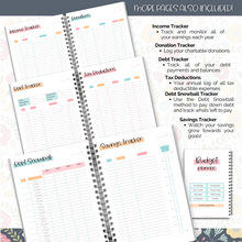 Load image into Gallery viewer, Budget Planner &amp; Monthly Bill Organizer | Finance Budget Planner, Financial Savings, Debt, Income, Expenses, Spending &amp; Bill Trackers | Colorful Sky
