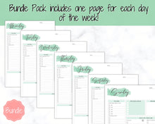 Load image into Gallery viewer, DAILY PLANNER Printable | To Do List Printable | Productivity Day Planner | Work Day Diary Insert Template &amp; Organizer | Green
