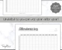 Load image into Gallery viewer, Attendance Tracker Sheet | Printable Attendance Record Log for Students | Mono
