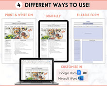 Load image into Gallery viewer, EDITABLE Recipe Sheet Template | Recipe Book, Cards &amp; Cookbook Binder, 8.5x11 Food Planner Journal | Style 2
