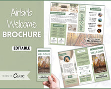 Load image into Gallery viewer, Airbnb Trifold Welcome Book Template | Editable Canva Welcome Guide for Vacation Rentals | Green
