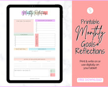 Load image into Gallery viewer, FREE - Monthly Goals &amp; Reflections Printables | Pastel Rainbow
