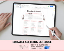 Load image into Gallery viewer, Editable House Shape Cleaning Schedule &amp; Housekeeping Checklist for House Chores | Pink
