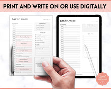 Load image into Gallery viewer, 24 Hour Editable Daily Hourly Planner | To Do List Printable for Word &amp; Google Docs | Mono
