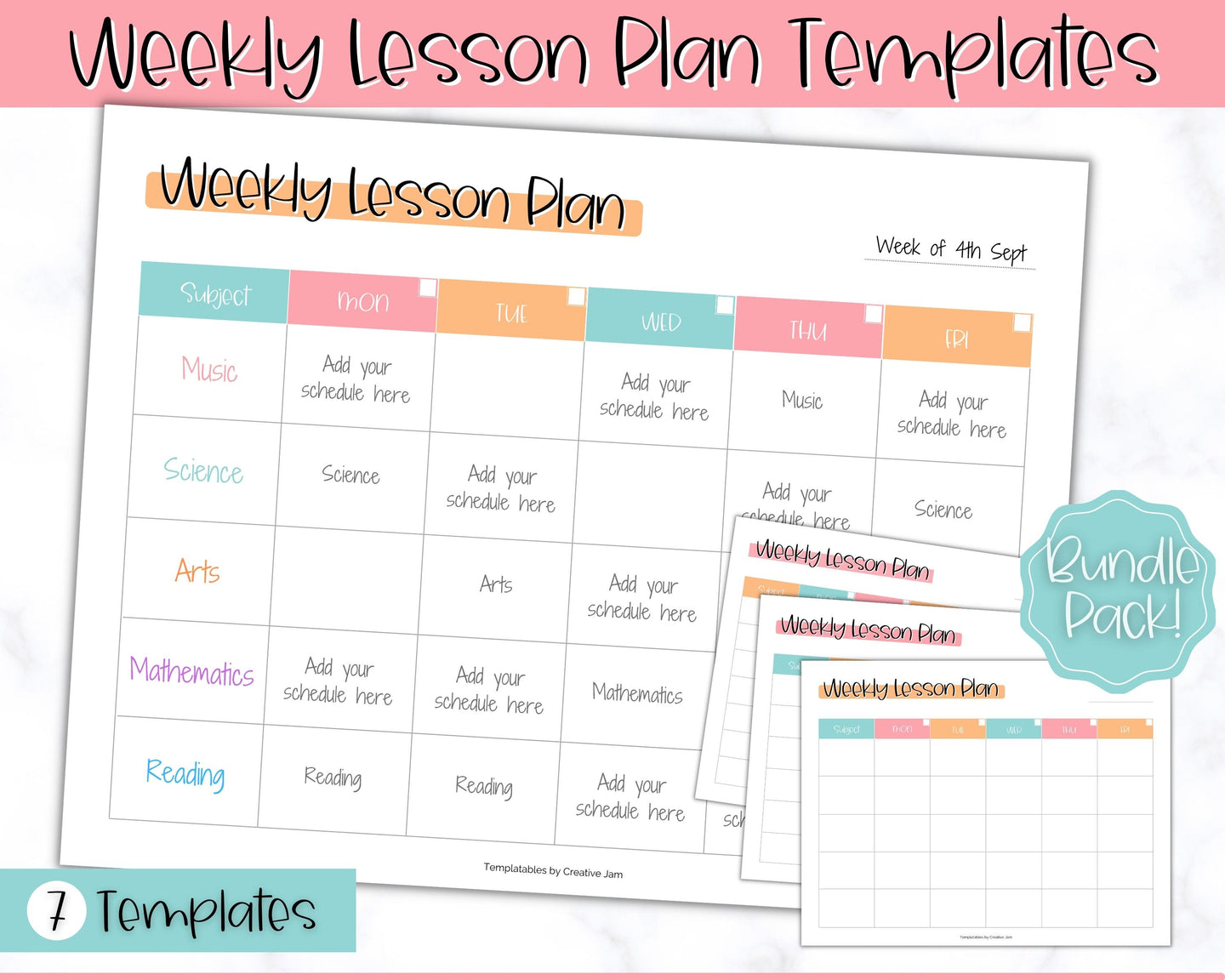 Weekly Lesson Plan Template Printable | Teacher Lesson Plan, Editable Digital Lesson Planner | Colorful Sky