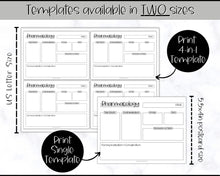 Load image into Gallery viewer, Drug Card Template, Nursing Pharmacology Printable Notes, Nursing School Student Study Guide | Mono
