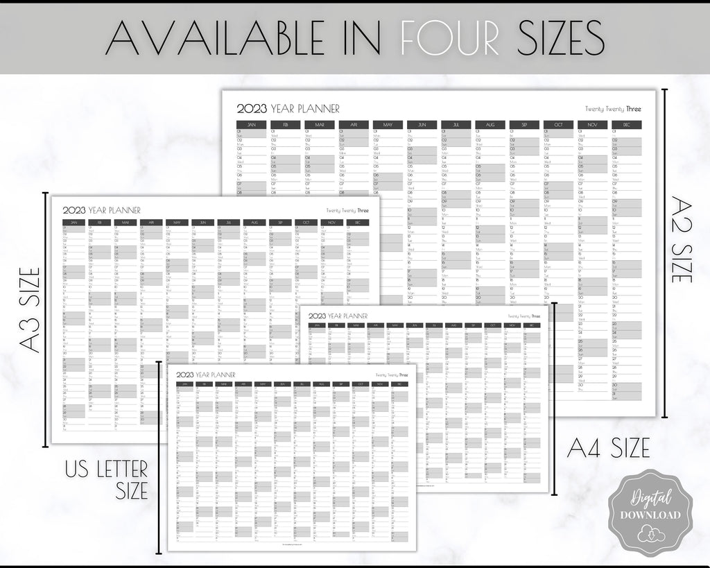 2023 Annual Wall Calendar Printable 12 Month Calendar Art Deco