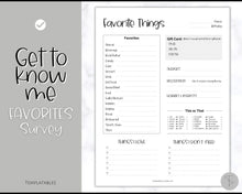 Load image into Gallery viewer, Get To Know Me Printable Game |  Get To Know You Ice Breaker Game | Employee Favorite Things, Team Building, Christmas Party | Sky Mono
