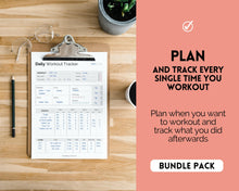 Load image into Gallery viewer, Workout Tracker BUNDLE | Fitness, Exercise &amp; Weight loss Planner | Mono
