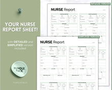 Load image into Gallery viewer, 4 Patient Nurse Report Sheet to Organize your Shifts | Nurse Brain Sheet, ICU Nurse Report Patient Assessment Template | Green
