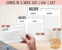Load image into Gallery viewer, EDITABLE Recipe Card Template | Printable 4x6 Recipe Sheet Insert | Style 9

