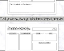 Load image into Gallery viewer, Drug Card Template, Nursing Pharmacology Printable Notes, Nursing School Student Study Guide | Mono
