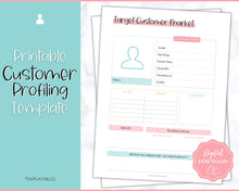 Load image into Gallery viewer, Target Audience Customer Market Template | Customer Avatar Market Research Worksheet, Ideal Client Buyer Persona Profile | Colorful Sky
