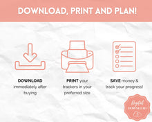 Load image into Gallery viewer, 1000 Savings Challenge, 1k Saving Tracker Printable | 30 day, Cash Envelopes to Save Money &amp; Budget | Mono
