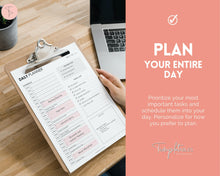 Load image into Gallery viewer, 24 Hour Editable Daily Hourly Planner | To Do List Printable for Word &amp; Google Docs | Mono
