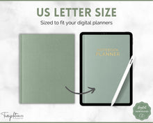 Load image into Gallery viewer, 35 Digital Planner Notebook Covers | Digital Journal Covers for GoodNotes &amp; iPad | Linen Texture Green
