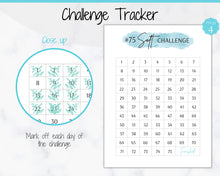 Load image into Gallery viewer, EDITABLE 75 SOFT Challenge Tracker | 75soft Printable Challenge, Fitness &amp; Health Planner | Blue Watercolor
