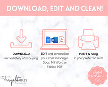 Load image into Gallery viewer, EDITABLE Responsibility Chart | Family Chore Chart, Weekly Adult Routine &amp; Reward Chart for Kids | Pink
