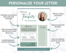 Load image into Gallery viewer, Meet the Teacher Template | Editable Introduction letter for Teachers | Green
