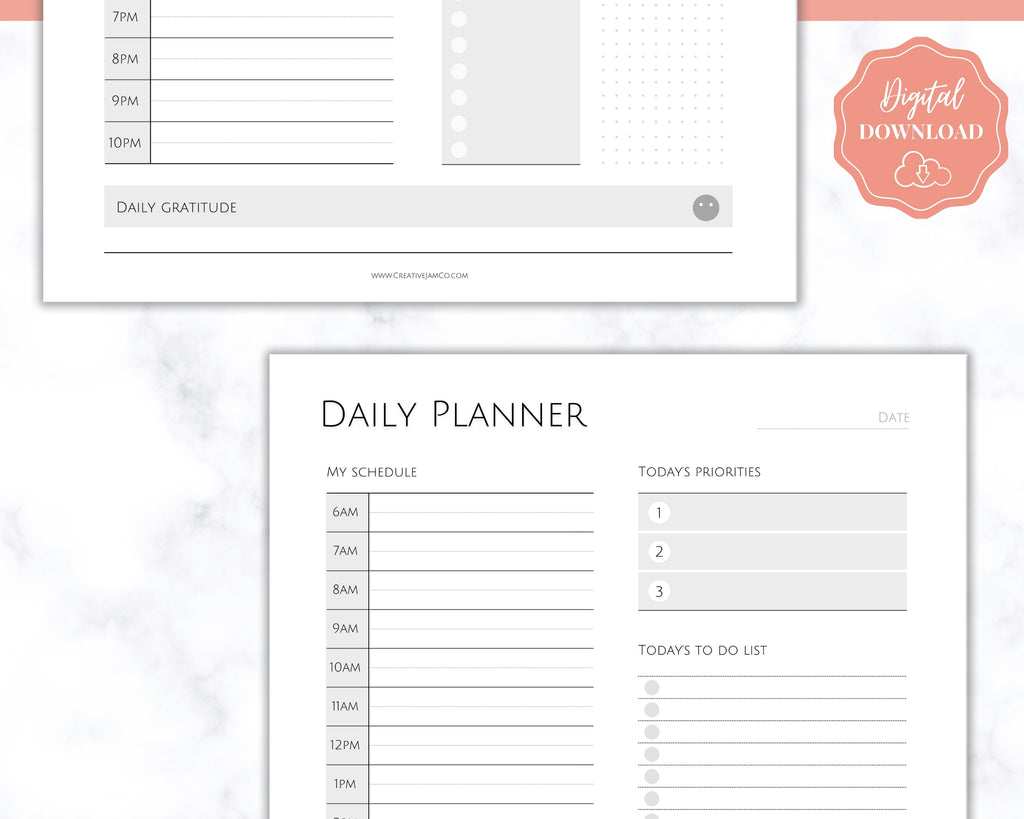 Daily Weekly Monthly Printable Planner Inserts Mono