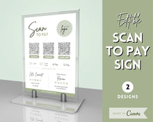 Load image into Gallery viewer, Scan to Pay Sign Shop Logo Editable Sign | QR Code Payment Sign for Small Businesses | Brit Green
