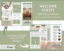 Load image into Gallery viewer, Airbnb Trifold Welcome Book Template | Editable Canva Welcome Guide for Vacation Rentals | Green
