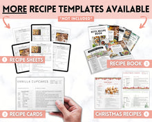 Load image into Gallery viewer, EDITABLE Recipe Sheet Template | Recipe Book, Cards &amp; Cookbook Binder, 8.5x11 Food Planner Journal | Style 2
