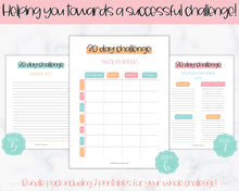 Load image into Gallery viewer, EDITABLE 30 Day Challenge Tracker | 30 Day Habit Tracker Printable, Weight Loss Journal, Fitness Planner | Colorful Sky
